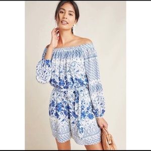 Anthropologie Clemente Off-the-shoulder Romper